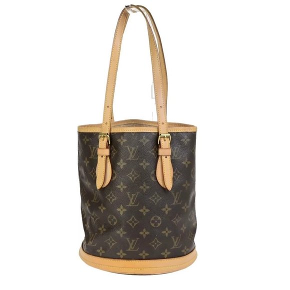 LOUIS VUITTON BUCKET PM Shoulder Tote Bag Monogram Leather Brown - Picture 12 of 15